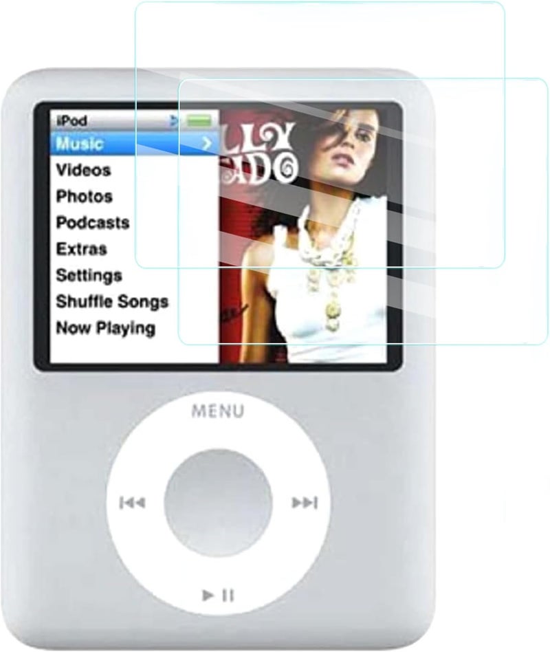 UYRUREL حماية شاشة لجهاز iPod Nano 3 مشغل الموسيقى، فيلم مقاوم للخدوش عالي الدقة، شفاف HD، خالي من الفقاعات مع مجموعة تركيب سهلة، 2 عبوة. - Image 1